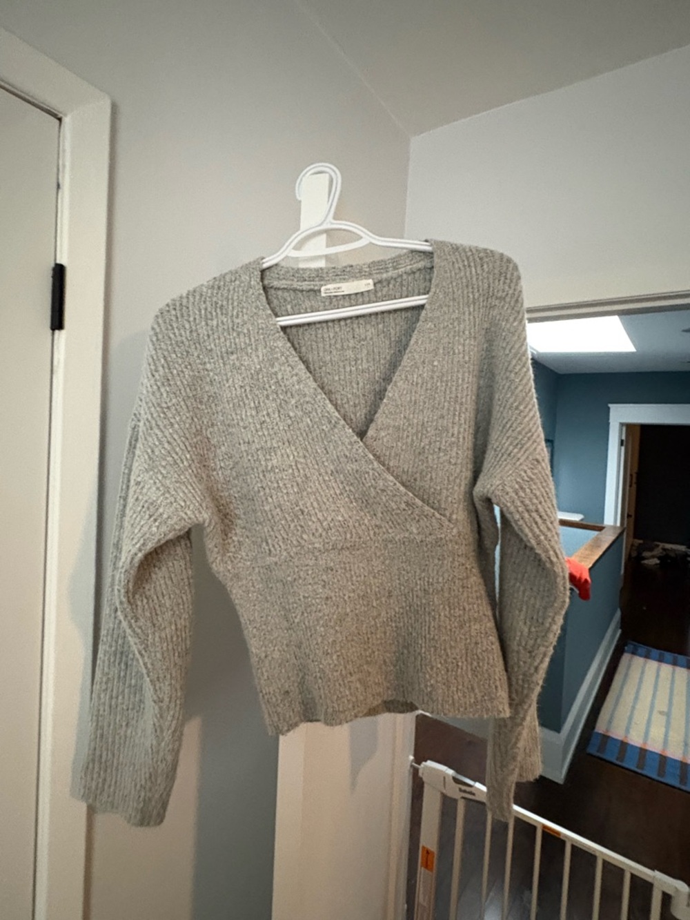 Oak + Fort Grey V-Neck Wrap Knit Sweater